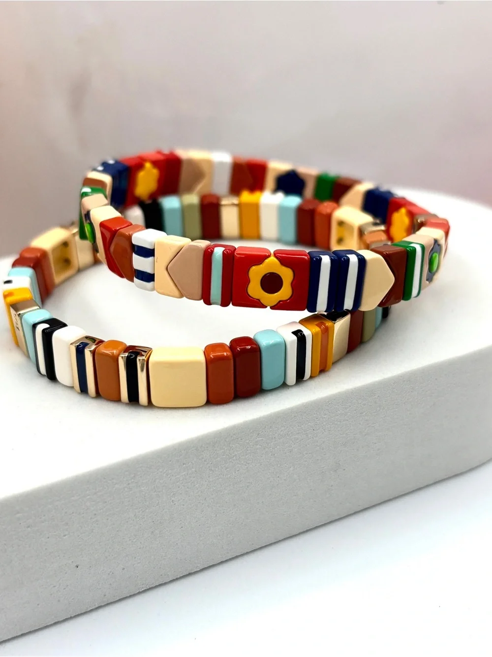 ROXANNE Assoulin  Prarie Rose Patchwork Set Of Tow Bracelet